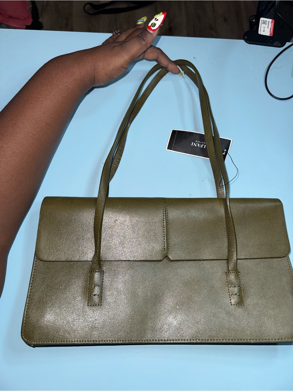 Alfani Olive Green Genuine Leather Women's Shoulder Bag